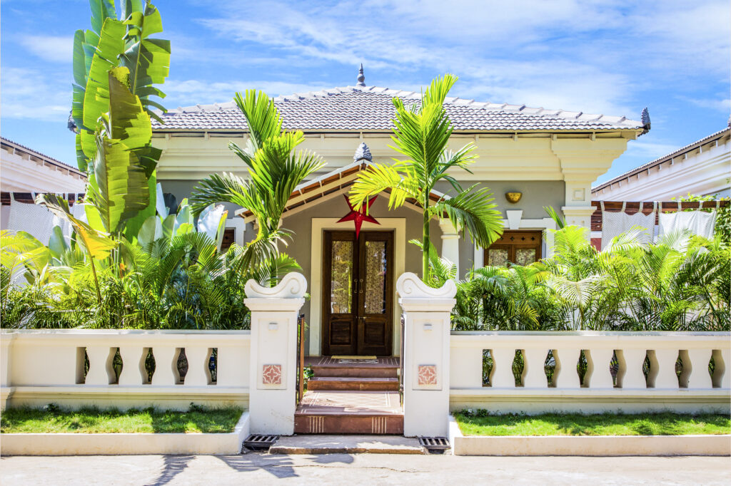 Façade of a Villa with surrounded with trees